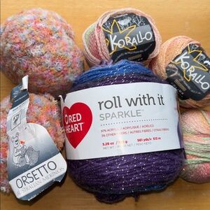 Novelty yarn lot - 6 skeins